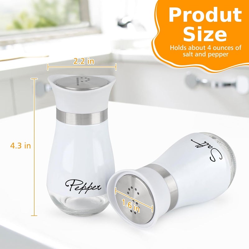 accmor Salt and Pepper Shakers Set with Holder, 4 oz Stainless Steel Salt Pepper Shaker Containers with Glass Bottom for Kitchen Cooking, BBQ, Bar, Table, RV, Camp - Image 2